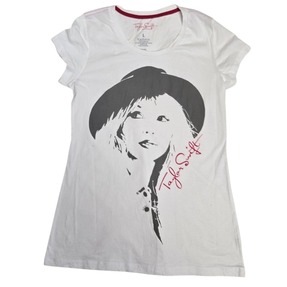 TAYLOR SWIFT Red Era fedora picture‎ white short sleeve fitted baby tee shirt L